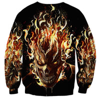 Fire Skull Sweatshirt Flame SKull Ride Or Die - Wonder Print Shop