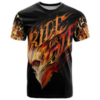 Fire Skull T Shirt Flame SKull Ride Or Die - Wonder Print Shop