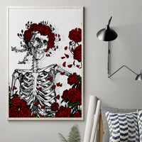 Rose Skull Canvas Wall Art Rose Skull Day Of The Dead - Wonder Print Shop