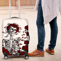 Rose Skull Luggage Cover Rose Skull Day Of The Dead - Wonder Print Shop