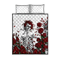 Rose Skull Quilt Bed Set Rose Skull Day Of The Dead - Wonder Print Shop