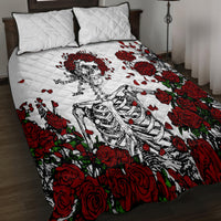 Rose Skull Quilt Bed Set Rose Skull Day Of The Dead - Wonder Print Shop