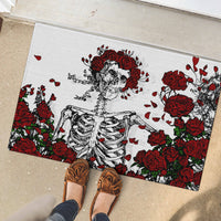 Rose Skull Rubber Doormat Rose Skull Day Of The Dead - Wonder Print Shop