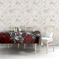 Rose Skull Tablecloth Rose Skull Day Of The Dead - Wonder Print Shop