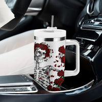 Rose Skull Tumbler With Handle Rose Skull Day Of The Dead - Wonder Print Shop