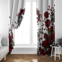 Rose Skull Window Curtain Rose Skull Day Of The Dead - Wonder Print Shop