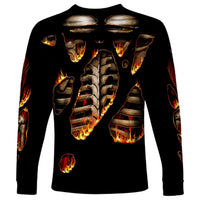 Flame Skull Long Sleeve Shirt Flame Skeleton Inside My Body - Wonder Print Shop