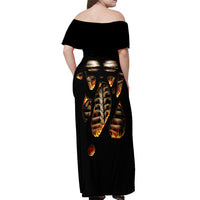 Flame Skull Off Shoulder Maxi Dress Flame Skeleton Inside My Body - Wonder Print Shop