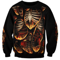 Flame Skull Sweatshirt Flame Skeleton Inside My Body - Wonder Print Shop