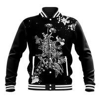 Rose Skull Baseball Jacket White Rose Skull Day Of The Dead - Wonder Print Shop
