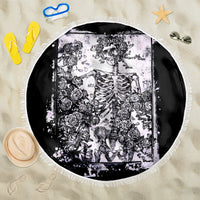 Rose Skull Beach Blanket White Rose Skull Day Of The Dead - Wonder Print Shop