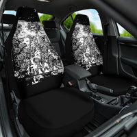 Rose Skull Car Seat Cover White Rose Skull Day Of The Dead - Wonder Print Shop