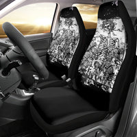 Rose Skull Car Seat Cover White Rose Skull Day Of The Dead - Wonder Print Shop