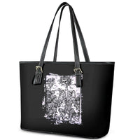 Rose Skull Leather Tote Bag White Rose Skull Day Of The Dead - Wonder Print Shop