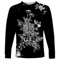 Rose Skull Long Sleeve Shirt White Rose Skull Day Of The Dead - Wonder Print Shop