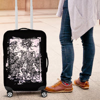 Rose Skull Luggage Cover White Rose Skull Day Of The Dead - Wonder Print Shop