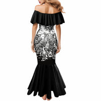 Rose Skull Mermaid Dress White Rose Skull Day Of The Dead - Wonder Print Shop