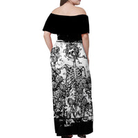 Rose Skull Off Shoulder Maxi Dress White Rose Skull Day Of The Dead - Wonder Print Shop