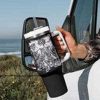 Rose Skull Tumbler With Handle White Rose Skull Day Of The Dead - Wonder Print Shop