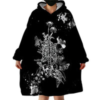 Rose Skull Wearable Blanket Hoodie White Rose Skull Day Of The Dead - Wonder Print Shop