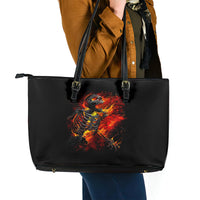Fire Skull Leather Tote Bag Dead Fire Skeleton Scream - Wonder Print Shop