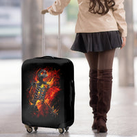 Fire Skull Luggage Cover Dead Fire Skeleton Scream - Wonder Print Shop