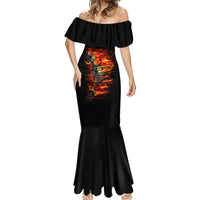 Fire Skull Mermaid Dress Dead Fire Skeleton Scream - Wonder Print Shop