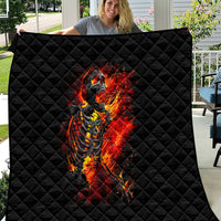 Fire Skull Quilt Dead Fire Skeleton Scream - Wonder Print Shop