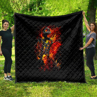 Fire Skull Quilt Dead Fire Skeleton Scream - Wonder Print Shop