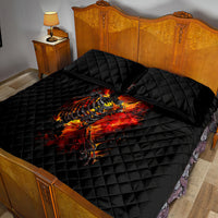Fire Skull Quilt Bed Set Dead Fire Skeleton Scream - Wonder Print Shop