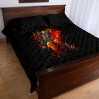 Fire Skull Quilt Bed Set Dead Fire Skeleton Scream - Wonder Print Shop