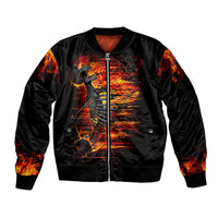 Fire Skull Sleeve Zip Bomber Jacket Dead Fire Skeleton Scream - Wonder Print Shop