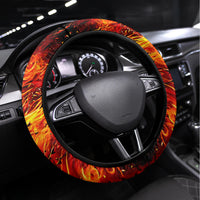 Fire Skull Steering Wheel Cover Dead Fire Skeleton Scream - Wonder Print Shop