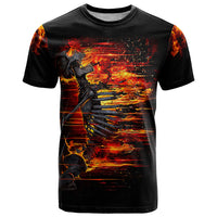 Fire Skull T Shirt Dead Fire Skeleton Scream - Wonder Print Shop