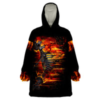 Fire Skull Wearable Blanket Hoodie Dead Fire Skeleton Scream - Wonder Print Shop
