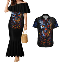Devil Skull Couples Matching Mermaid Dress and Hawaiian Shirt Devil Face Scream - Wonder Print Shop