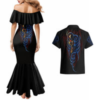 Devil Skull Couples Matching Mermaid Dress and Hawaiian Shirt Devil Face Scream - Wonder Print Shop