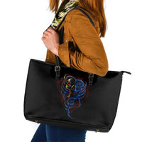 Devil Skull Leather Tote Bag Devil Face Scream - Wonder Print Shop