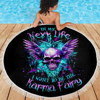 Wings Skull Beach Blanket Want To Be Karma Fairy Rose Skull - Wonder Print Shop