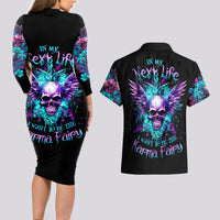 Wings Skull Couples Matching Long Sleeve Bodycon Dress and Hawaiian Shirt Want To Be Karma Fairy Rose Skull - Wonder Print Shop