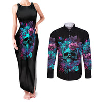 Wings Skull Couples Matching Tank Maxi Dress and Long Sleeve Button Shirts Want To Be Karma Fairy Rose Skull - Wonder Print Shop