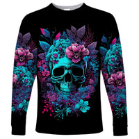 Wings Skull Long Sleeve Shirt Want To Be Karma Fairy Rose Skull - Wonder Print Shop