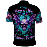 Wings Skull Polo Shirt Want To Be Karma Fairy Rose Skull - Wonder Print Shop