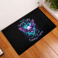 Wings Skull Rubber Doormat Want To Be Karma Fairy Rose Skull - Wonder Print Shop