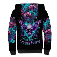 Black unisex sherpa hoodie with skull wings and floral graphic