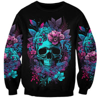 Wings Skull Sweatshirt Want To Be Karma Fairy Rose Skull - Wonder Print Shop