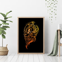 Tattoo Skull Canvas Wall Art Golden Skull Face Tattoo - Wonder Print Shop