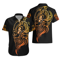 Tattoo Skull Hawaiian Shirt Golden Skull Face Tattoo - Wonder Print Shop