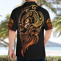 Tattoo Skull Hawaiian Shirt Golden Skull Face Tattoo - Wonder Print Shop