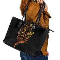 Tattoo Skull Leather Tote Bag Golden Skull Face Tattoo - Wonder Print Shop